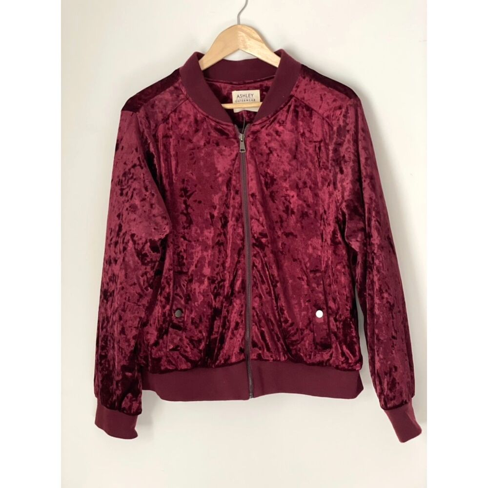 Ashley Outerwear 26 International Velvet Full Zip Bomber Jacket Size XL NEW